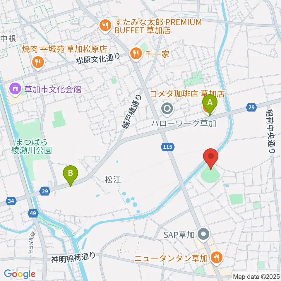 旭鋼管ベースボールパーク周辺のカフェ一覧地図