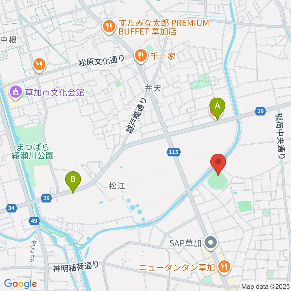 旭鋼管ベースボールパーク周辺のカフェ一覧地図