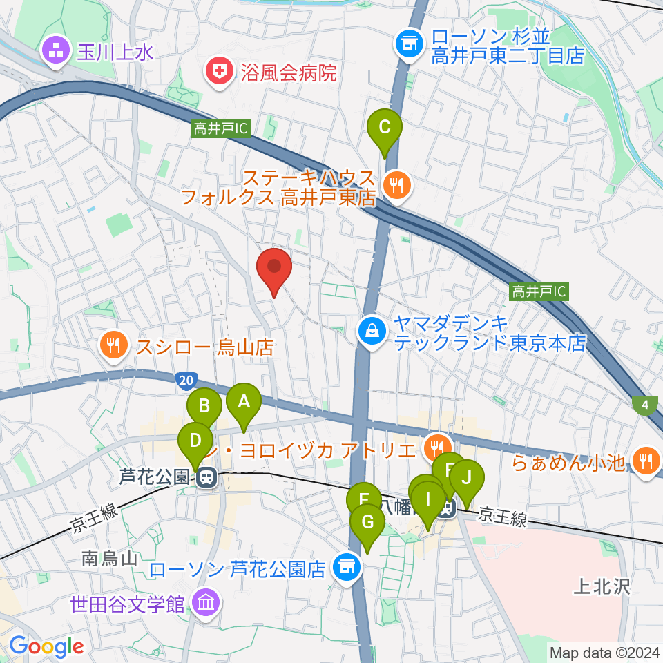 スタジオフォレスタ周辺のカフェ一覧地図