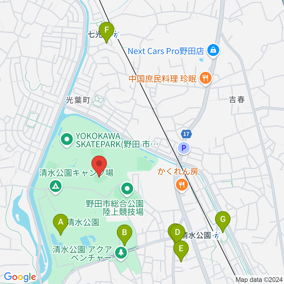 SAN-POWスタジアム野田周辺のカフェ一覧地図