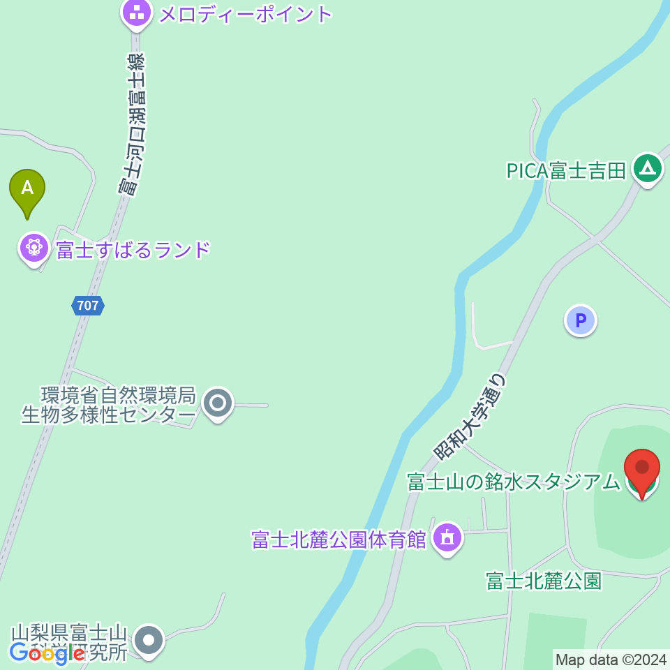 富士山の銘水スタジアム周辺のカフェ一覧地図