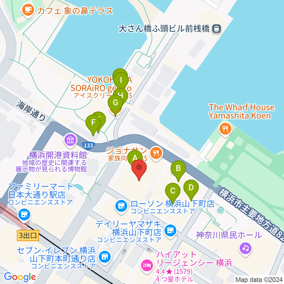 シルク博物館周辺のカフェ一覧地図