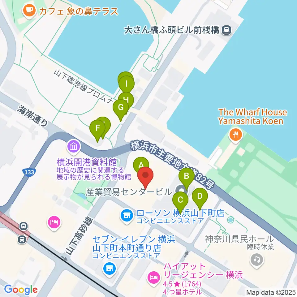 シルク博物館周辺のカフェ一覧地図