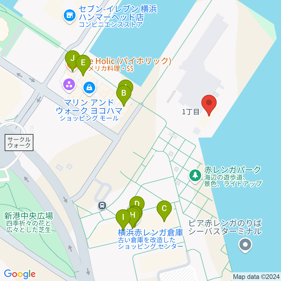 海上保安資料館横浜館周辺のカフェ一覧地図