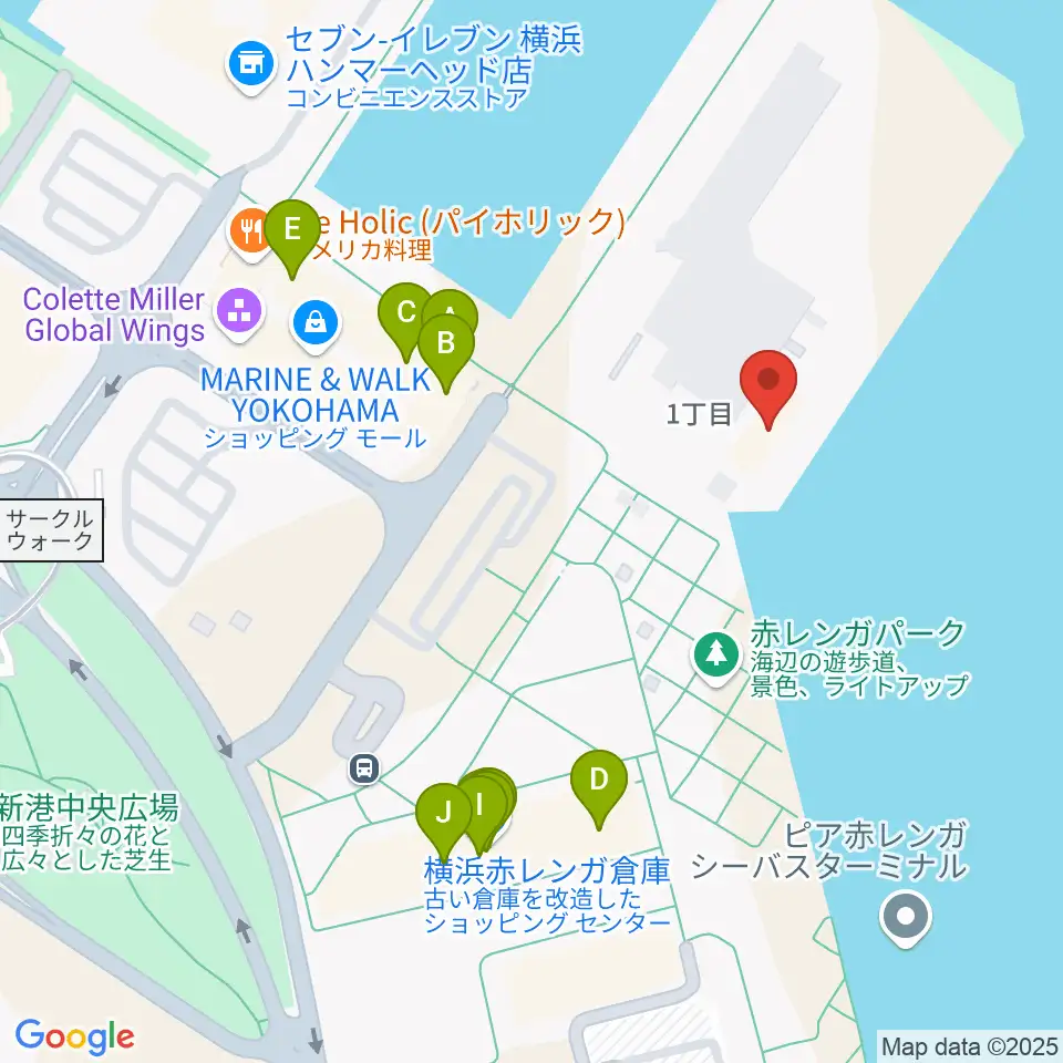 海上保安資料館横浜館周辺のカフェ一覧地図