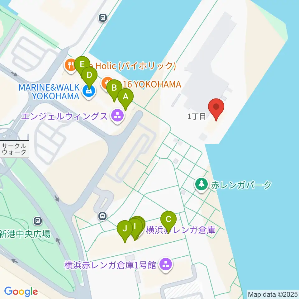 海上保安資料館横浜館周辺のカフェ一覧地図