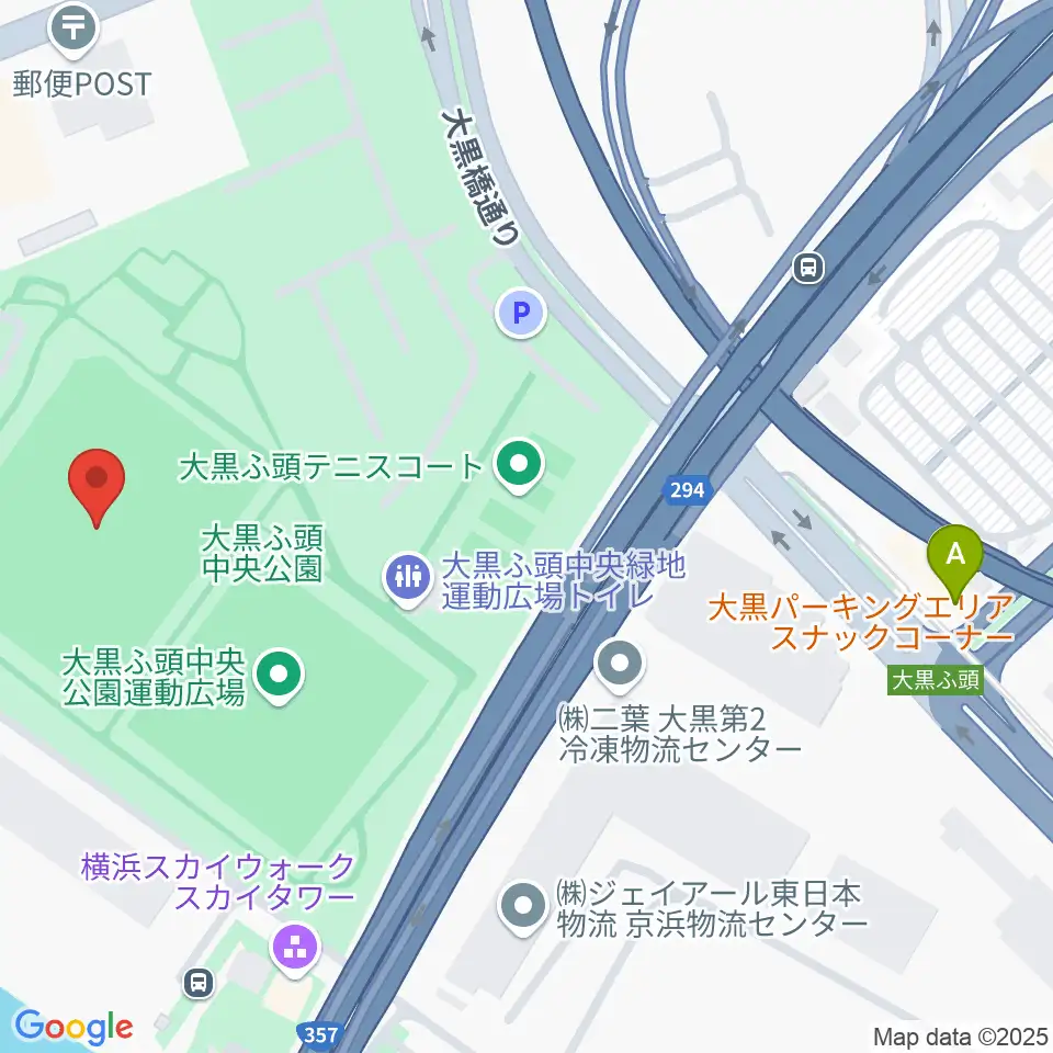 大黒ふ頭中央公園野球場周辺のカフェ一覧地図