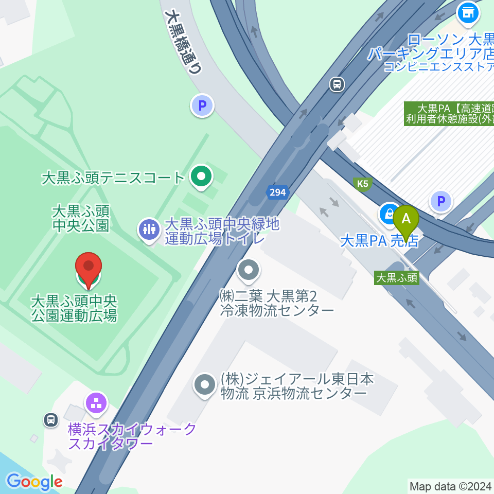 大黒ふ頭中央公園運動広場周辺のカフェ一覧地図