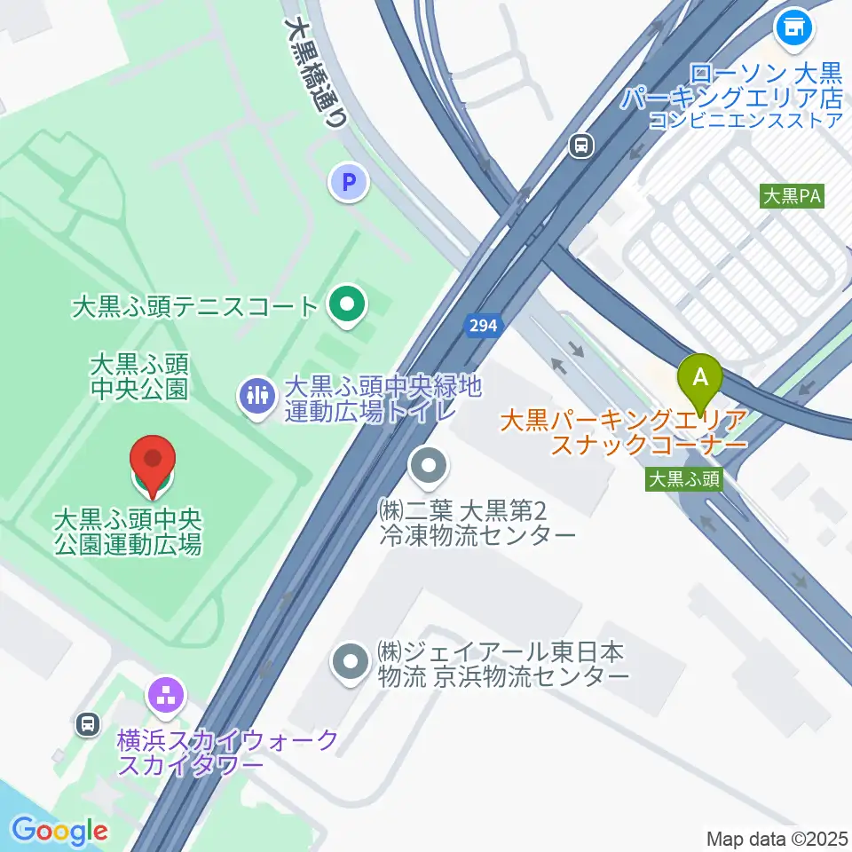 大黒ふ頭中央公園運動広場周辺のカフェ一覧地図