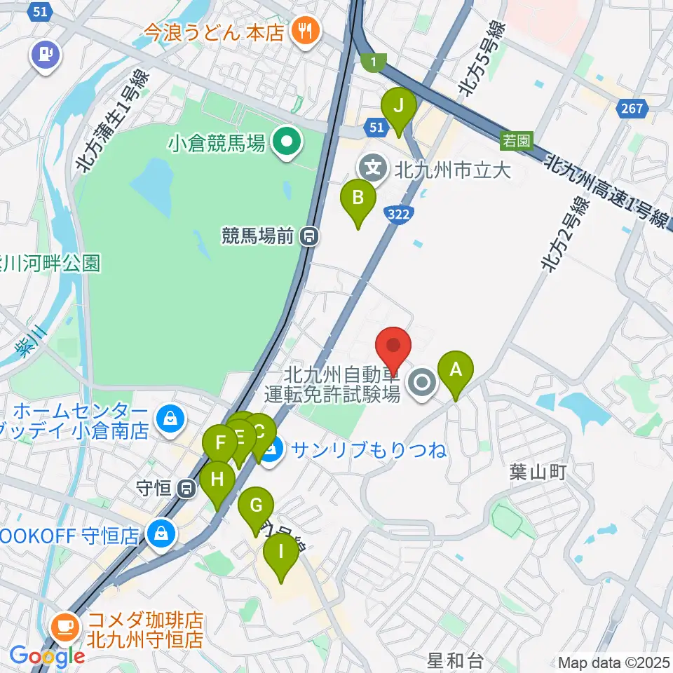大庭産業アリーナ小倉南周辺のカフェ一覧地図