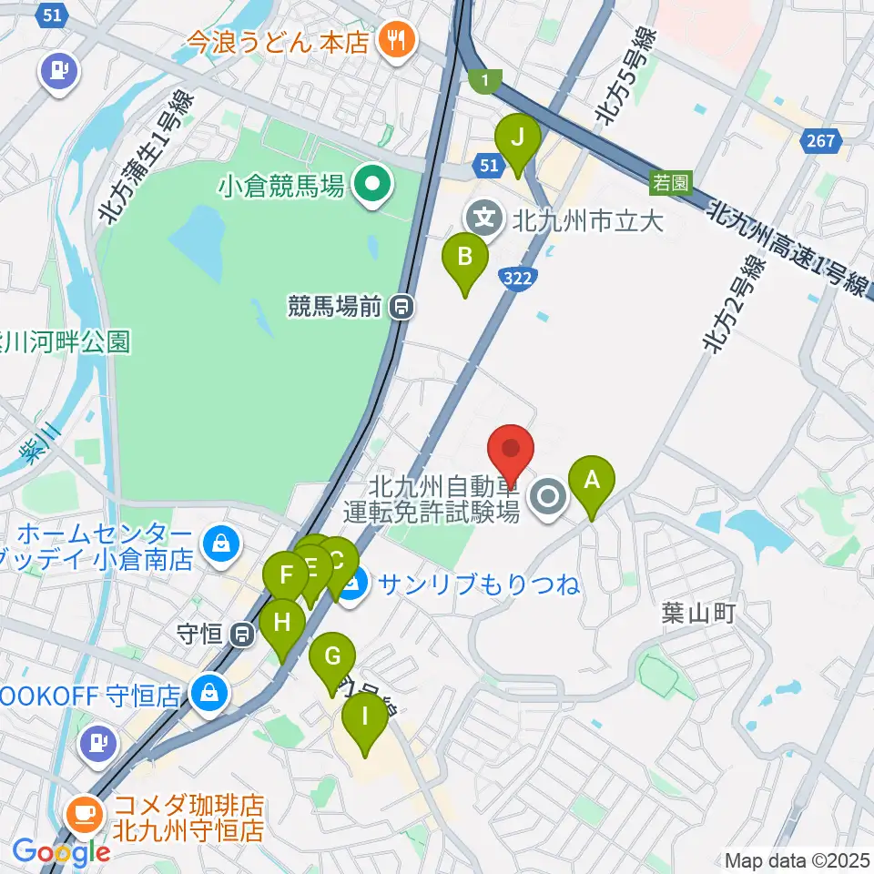 大庭産業アリーナ小倉南周辺のカフェ一覧地図