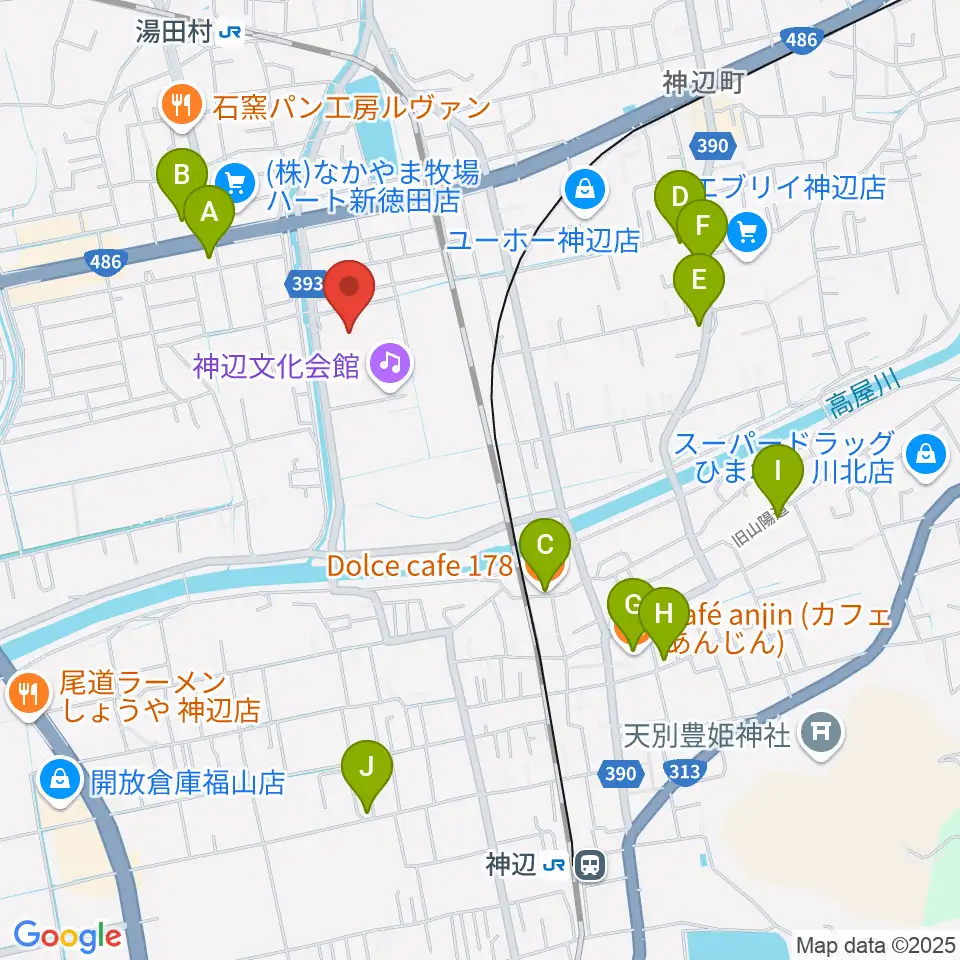 takao+ばらの街 アレナ神辺周辺のカフェ一覧地図