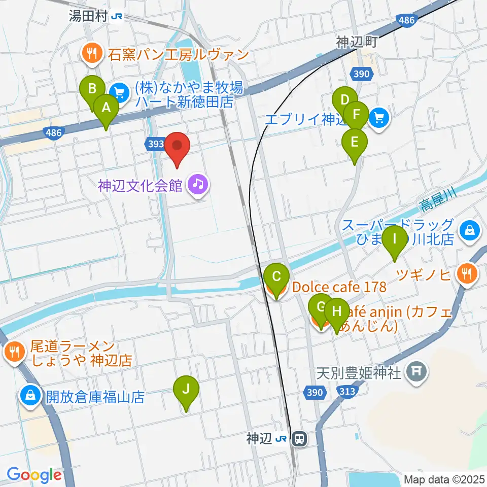 takao+ばらの街 アレナ神辺周辺のカフェ一覧地図