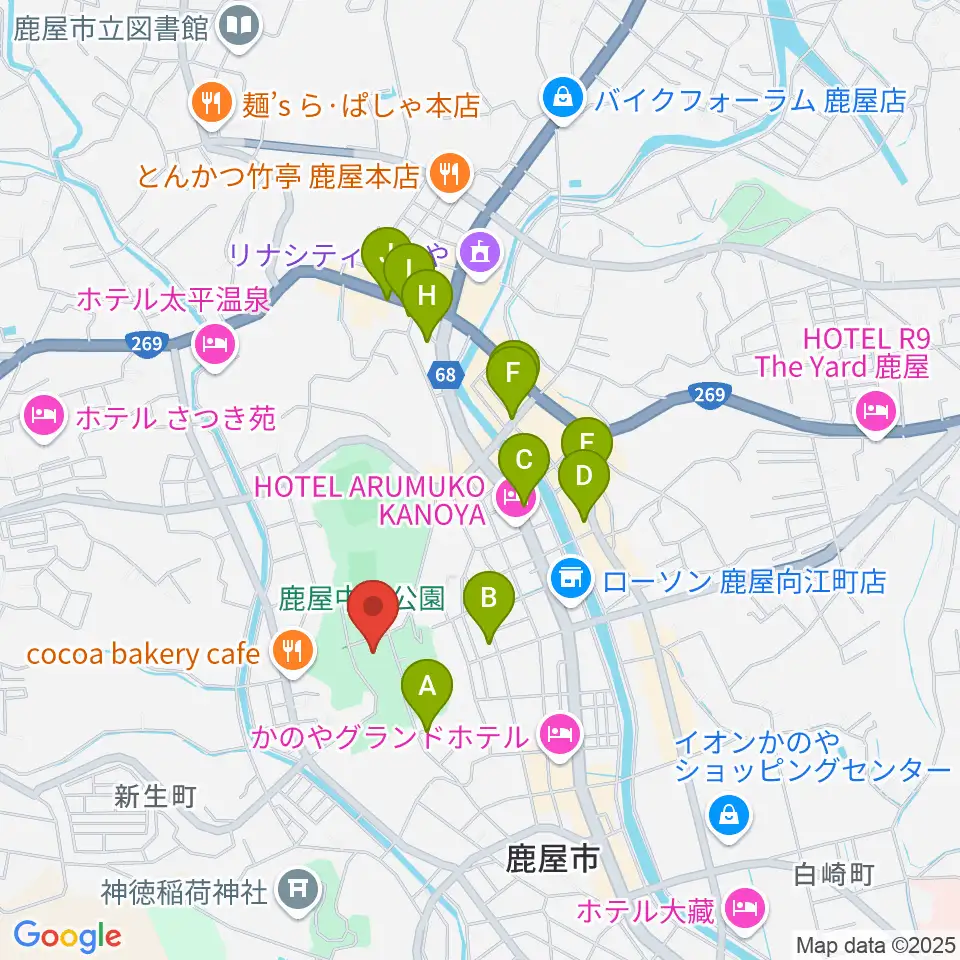 クレバリーホームアリーナ周辺のカフェ一覧地図