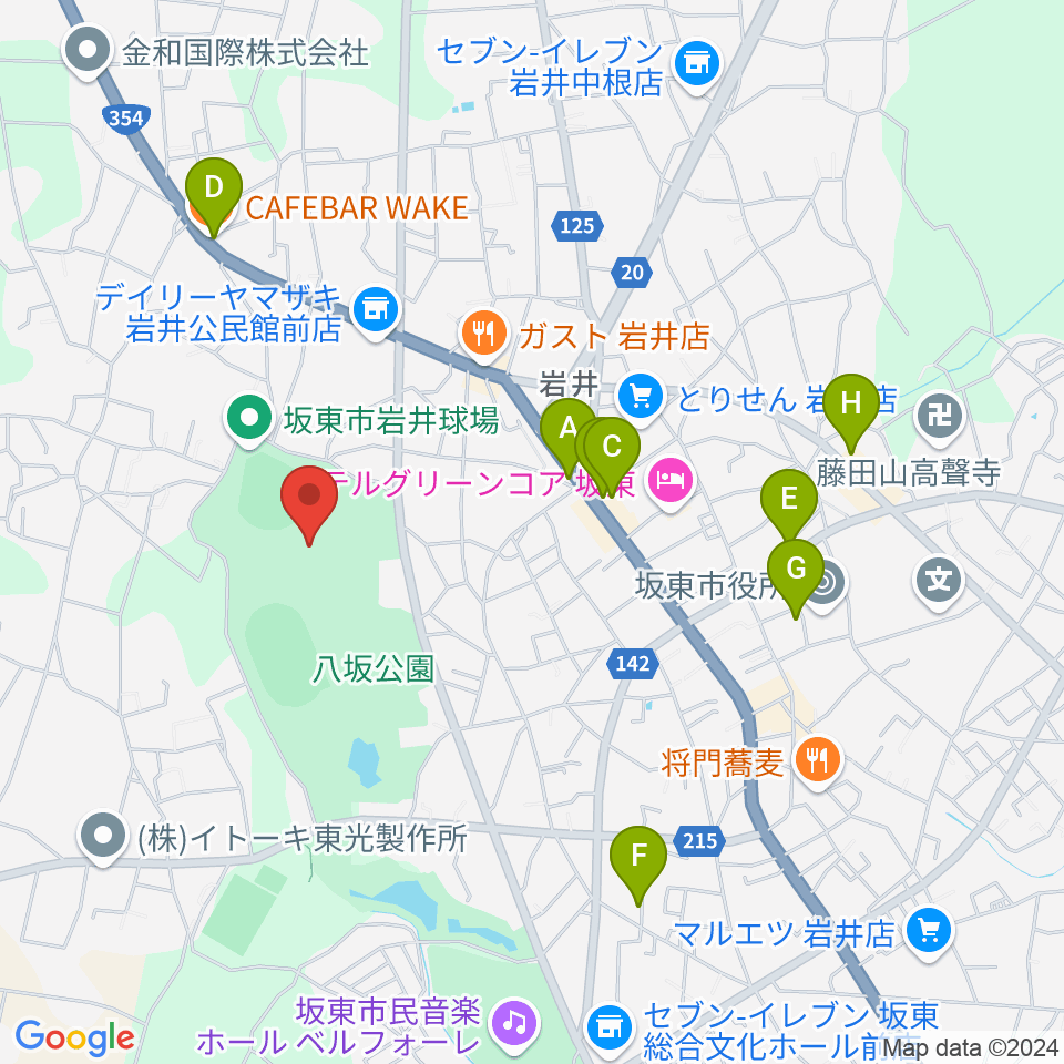 坂東市LIXIL総合体育館周辺のカフェ一覧地図