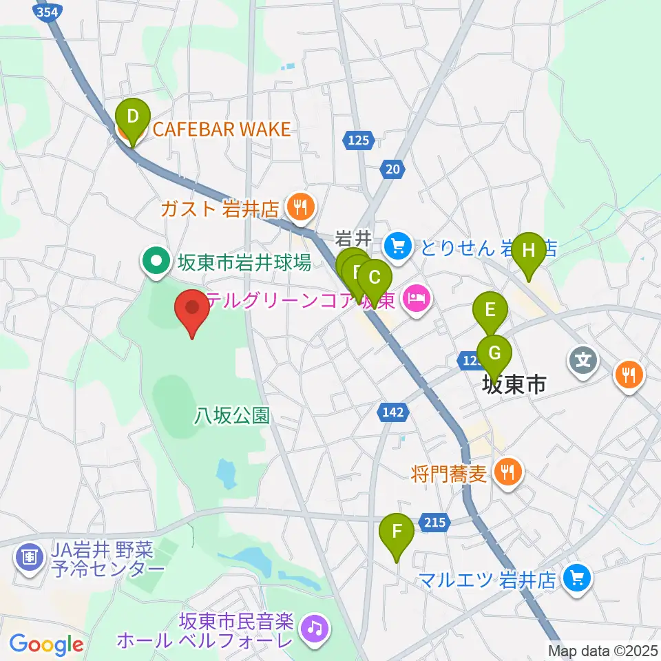 坂東市LIXIL総合体育館周辺のカフェ一覧地図
