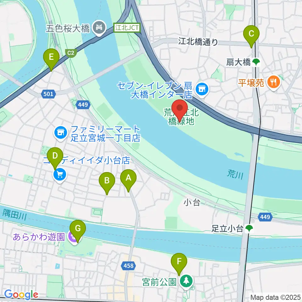 扇野球場周辺のカフェ一覧地図