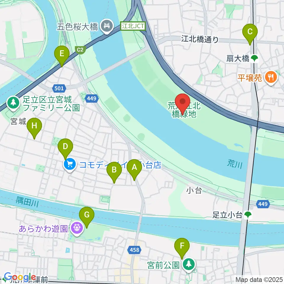 扇野球場周辺のカフェ一覧地図