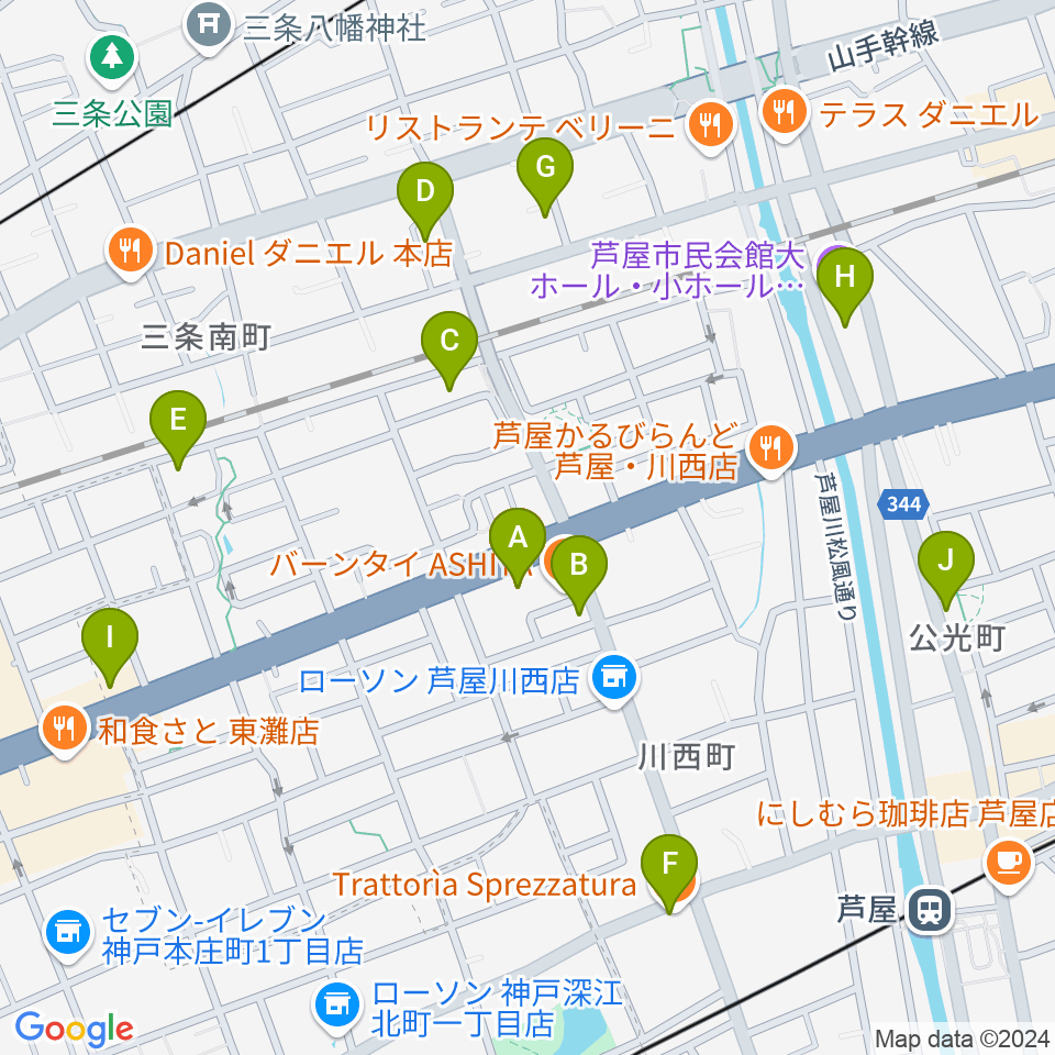 ビートショップ周辺のカフェ一覧地図