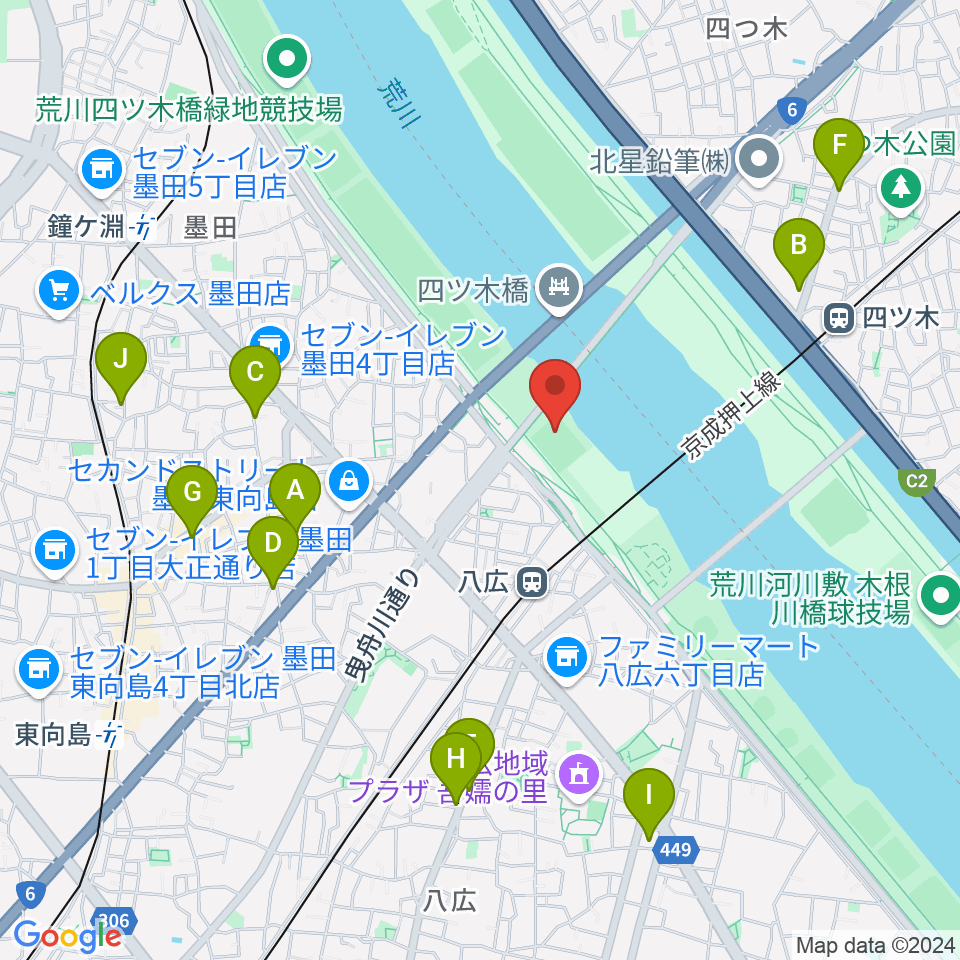 八広野球場周辺のカフェ一覧地図