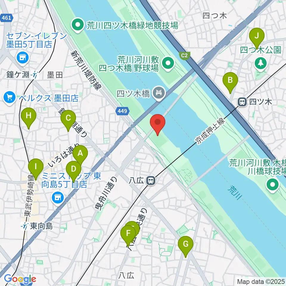 八広野球場周辺のカフェ一覧地図
