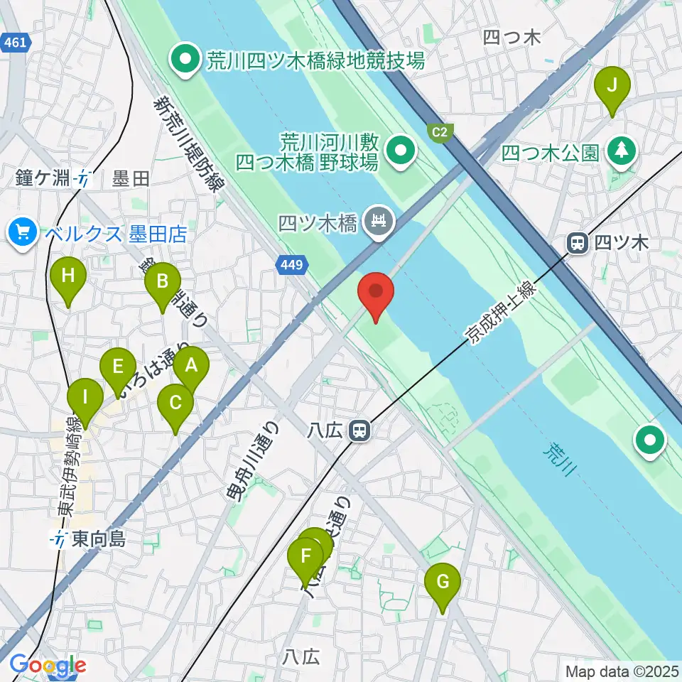 八広野球場周辺のカフェ一覧地図
