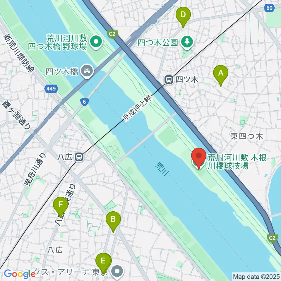 木根川橋球技場周辺のカフェ一覧地図