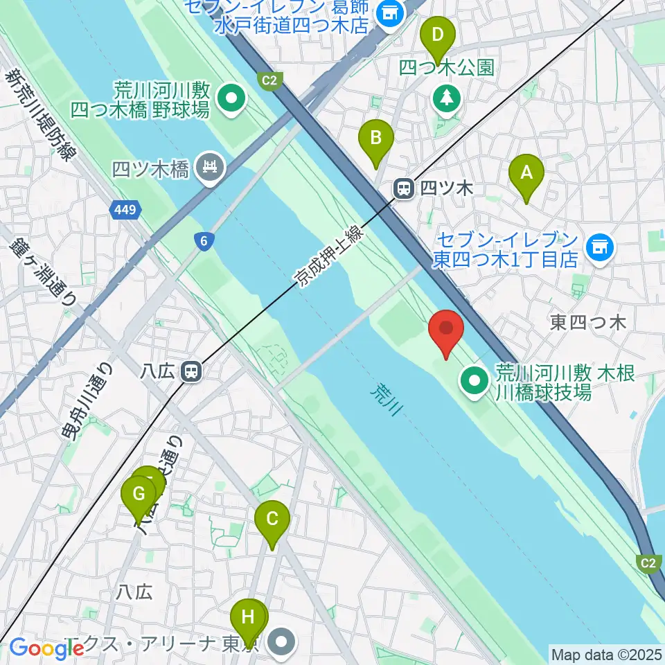 木根川橋少年野球場周辺のカフェ一覧地図