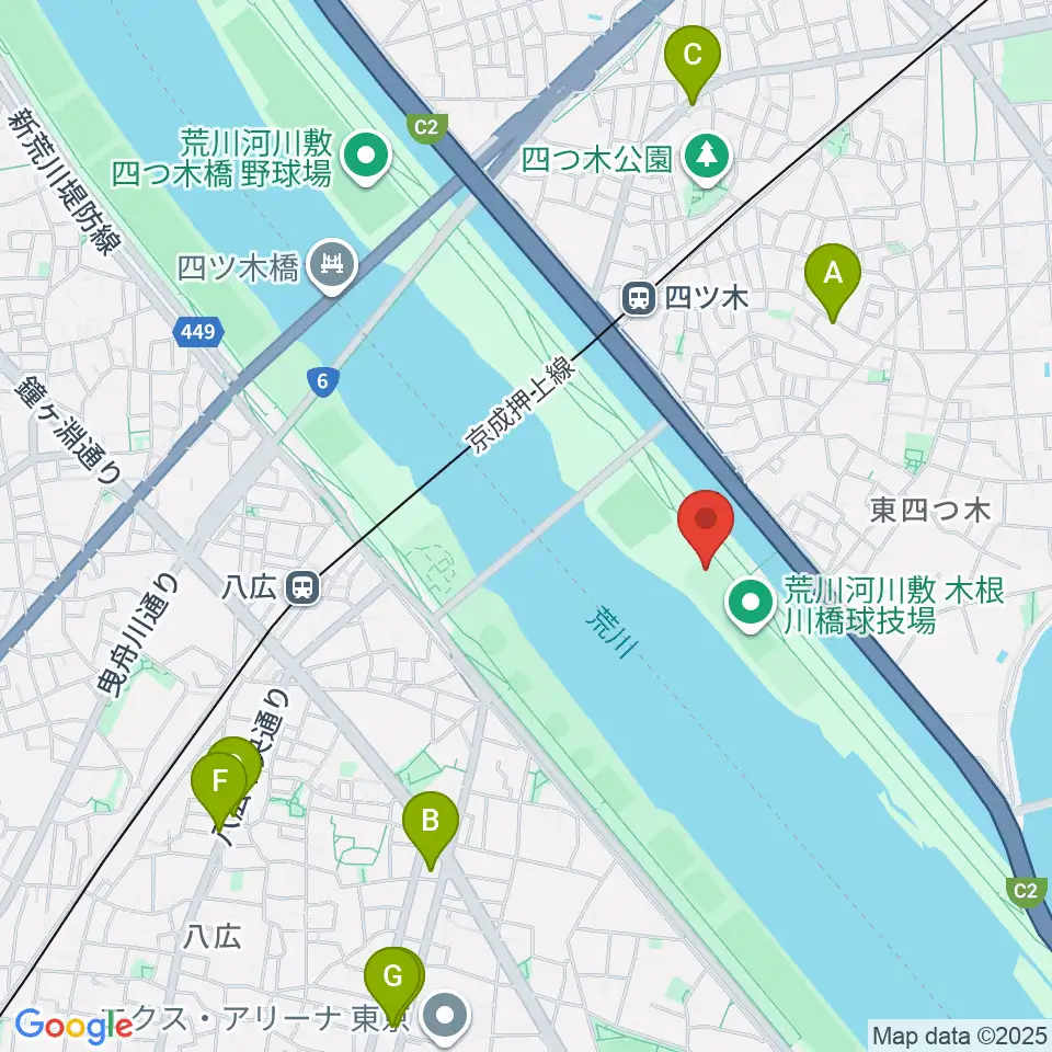 木根川橋少年野球場周辺のカフェ一覧地図