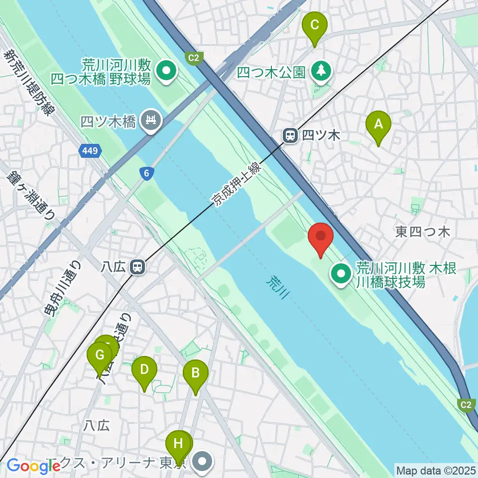 木根川橋少年野球場周辺のカフェ一覧地図