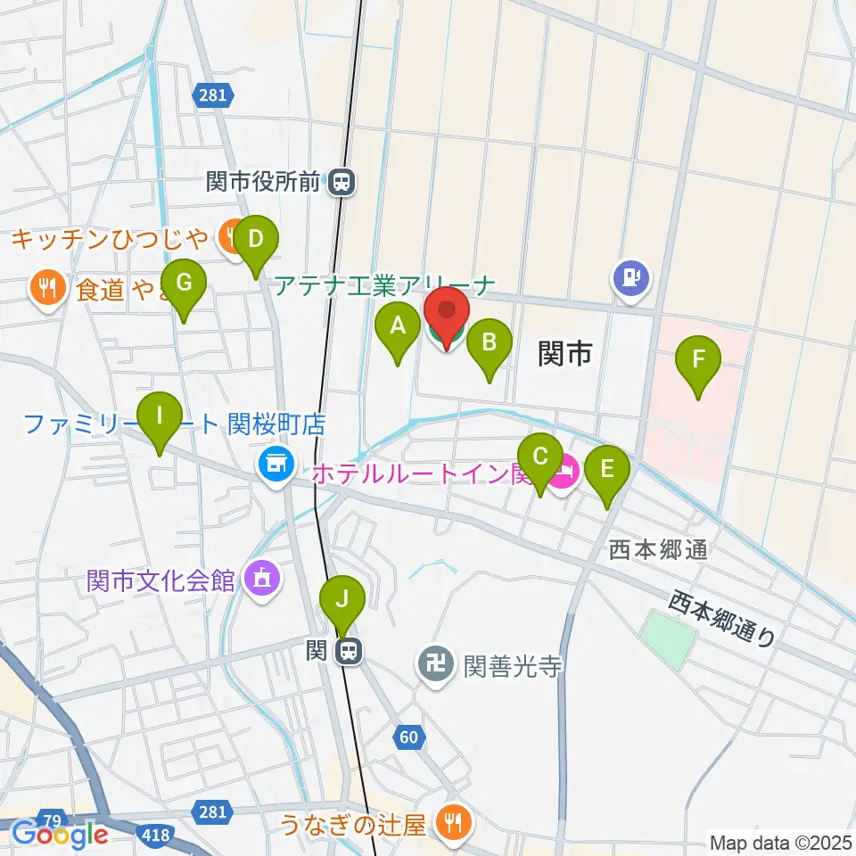 アテナ工業アリーナ周辺のカフェ一覧地図