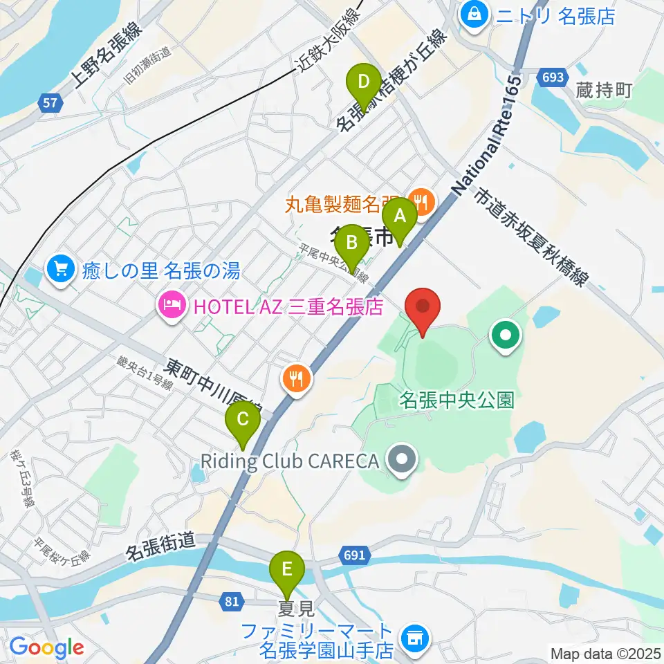 メイハンスタジアム周辺のカフェ一覧地図