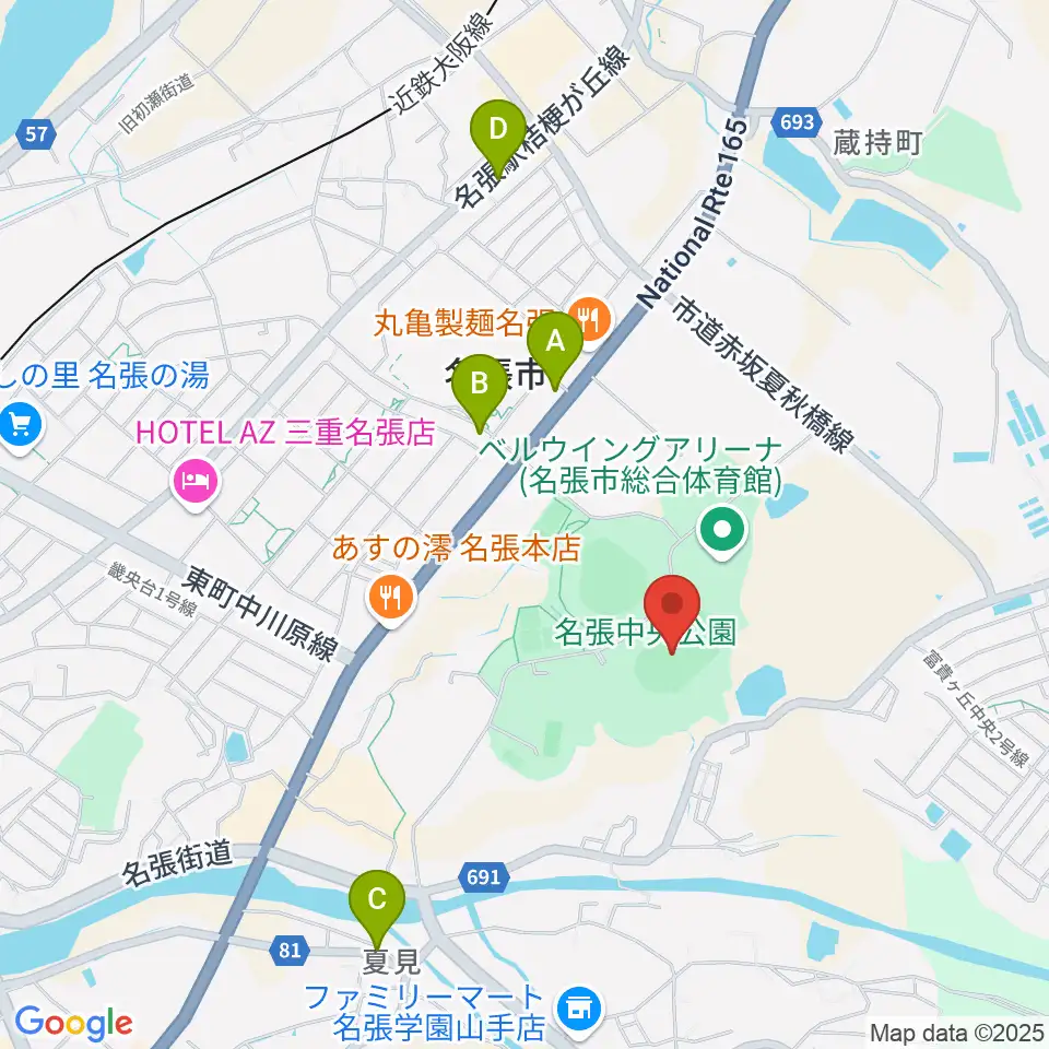 メイハンフィールド周辺のカフェ一覧地図