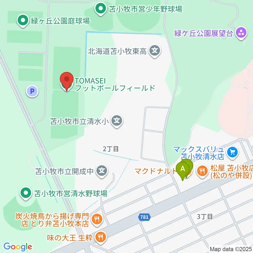 TOMASEIフットボールフィールド周辺のカフェ一覧地図