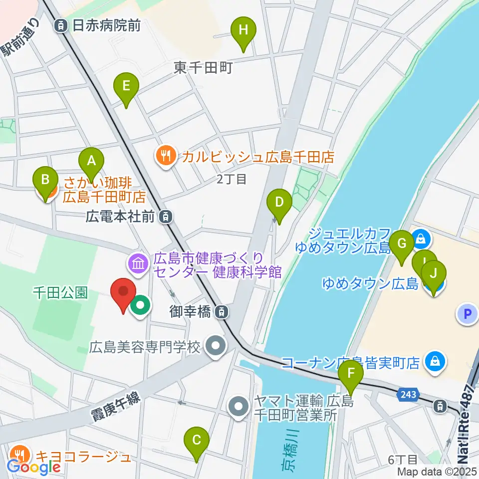 コジマホールディングス中区スポーツセンター周辺のカフェ一覧地図