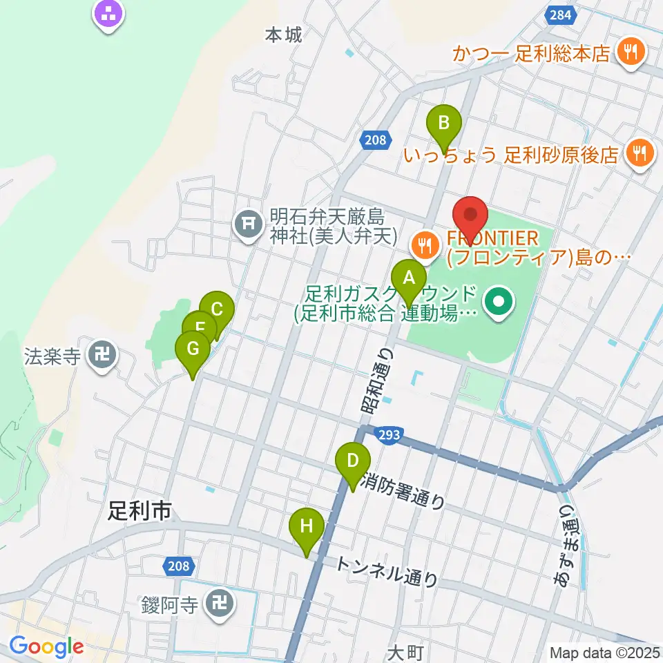 エコアールグリーン球場周辺のカフェ一覧地図
