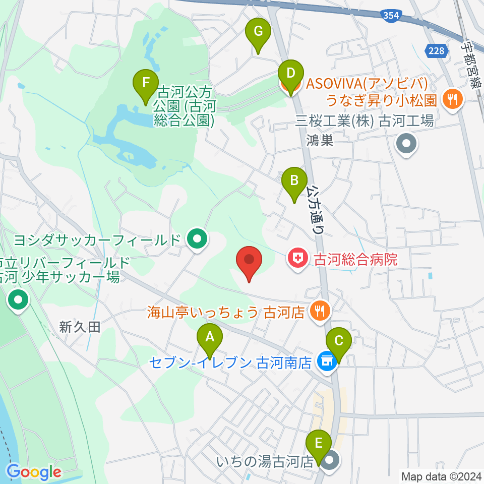 ヨシダスタジアム周辺のカフェ一覧地図