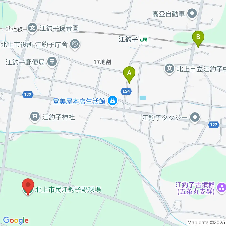 きたかみしんきんボールパーク周辺のカフェ一覧地図