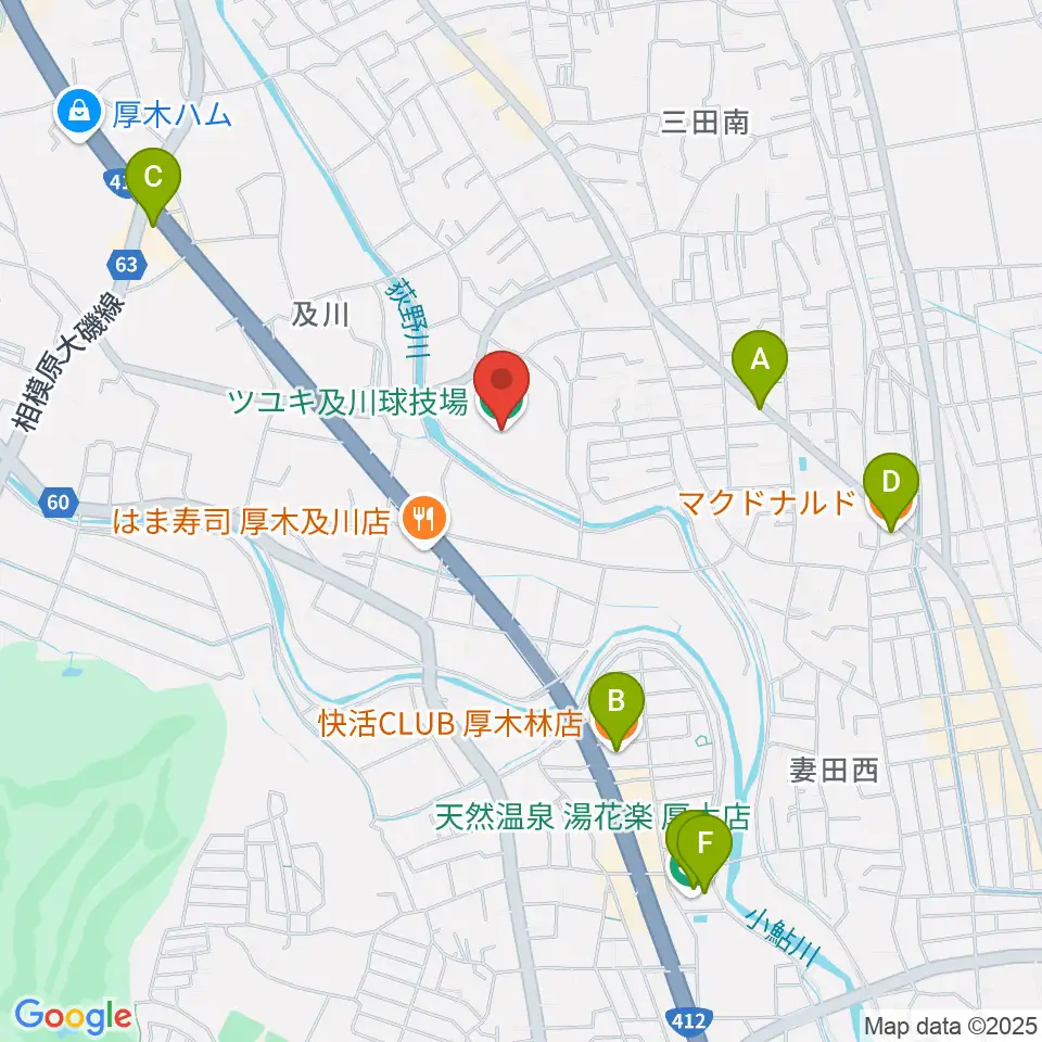 ツユキ及川球技場周辺のカフェ一覧地図