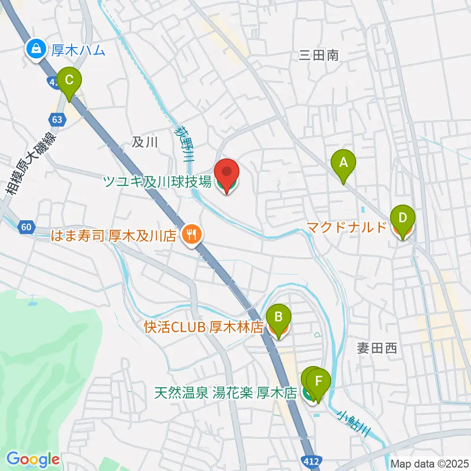 ツユキ及川球技場周辺のカフェ一覧地図