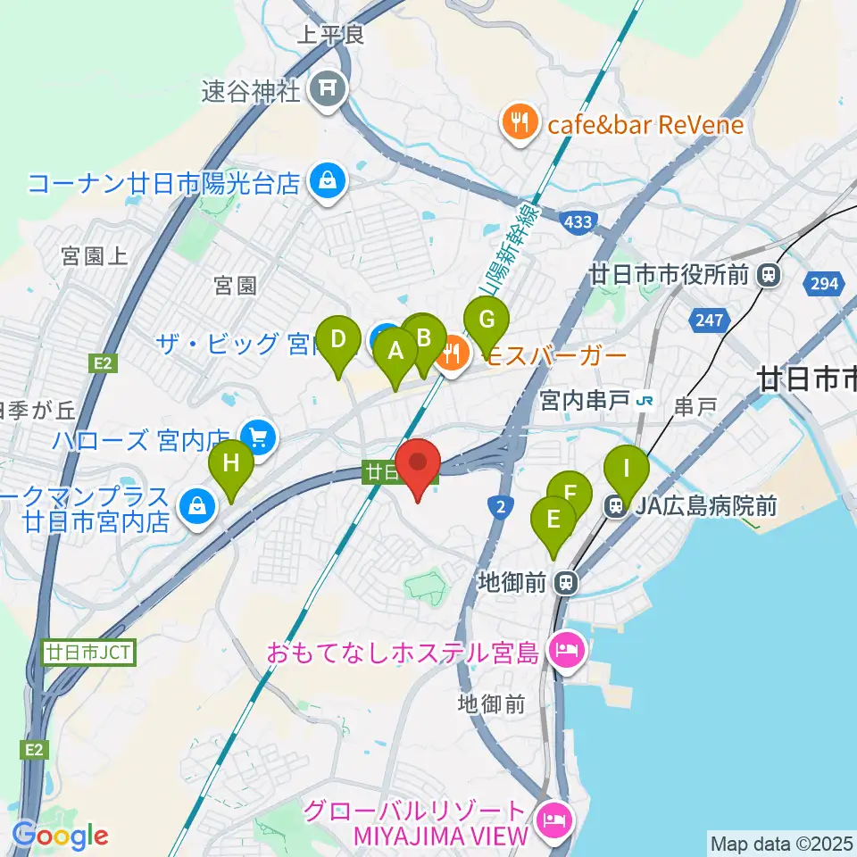 三共ディスプレイ グリーンフィールド周辺のカフェ一覧地図