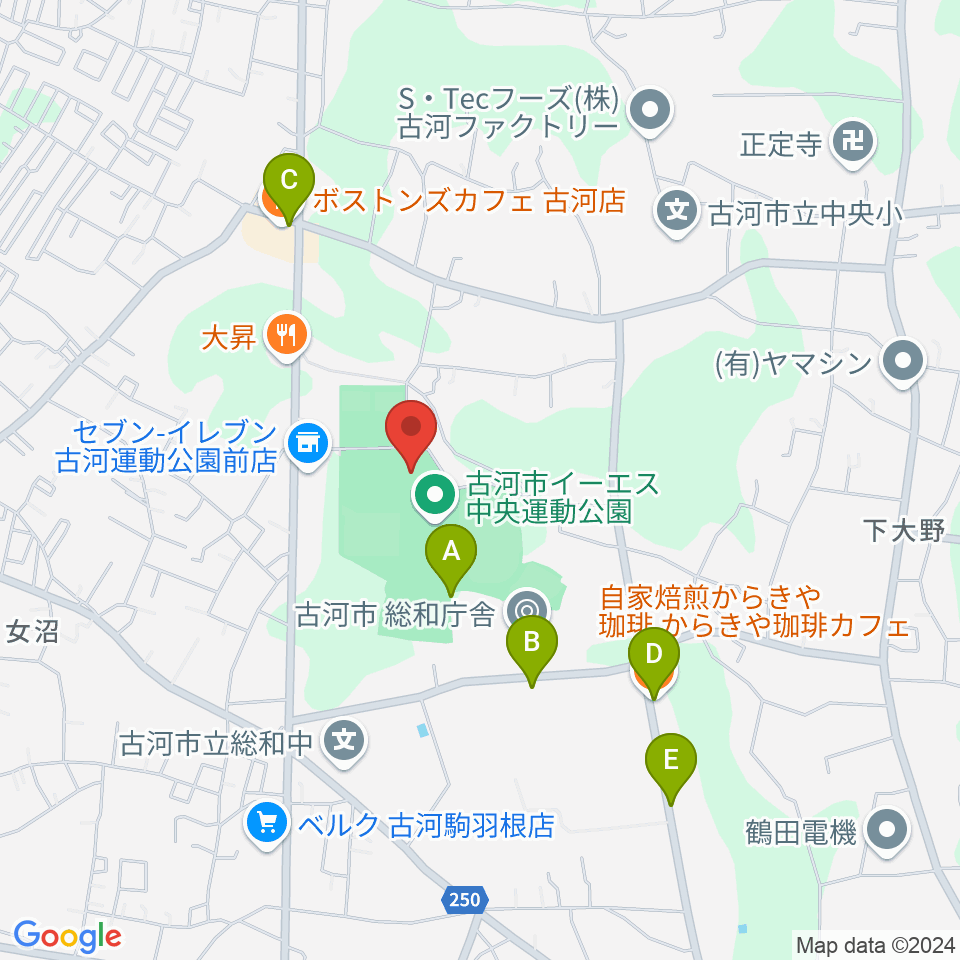 イーエスはなもも体育館周辺のカフェ一覧地図