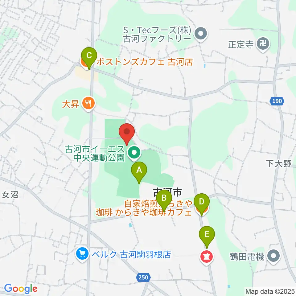 イーエスはなもも体育館周辺のカフェ一覧地図