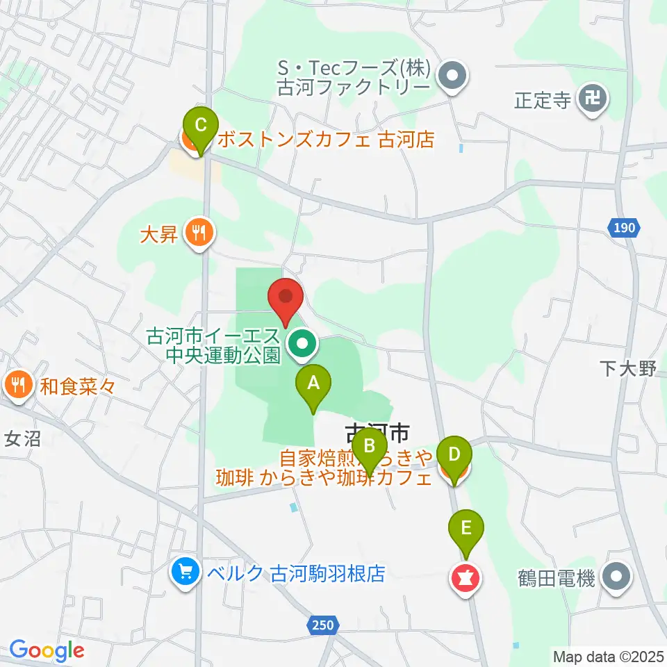 イーエスはなもも体育館周辺のカフェ一覧地図