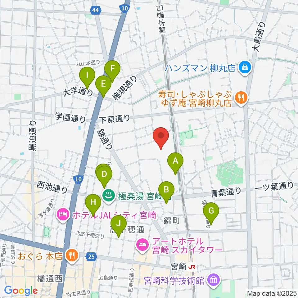 パーソルアクアパーク宮崎周辺のカフェ一覧地図
