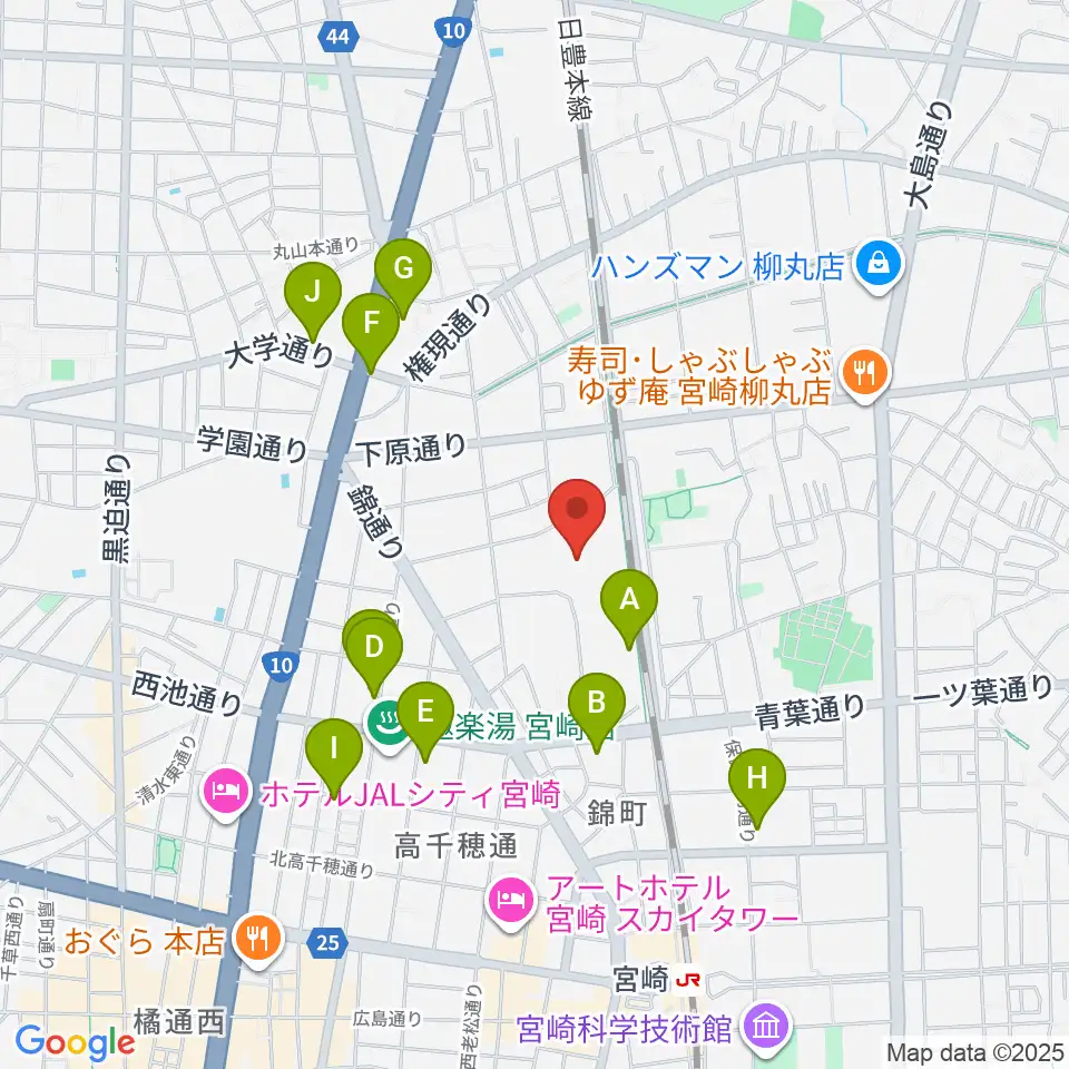 パーソルアクアパーク宮崎周辺のカフェ一覧地図
