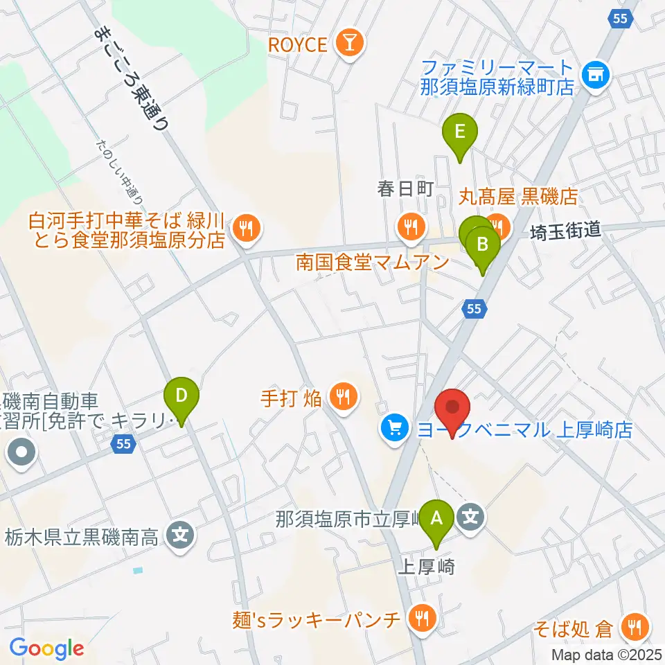 石川スポーツグラウンドくろいそ野球場周辺のカフェ一覧地図