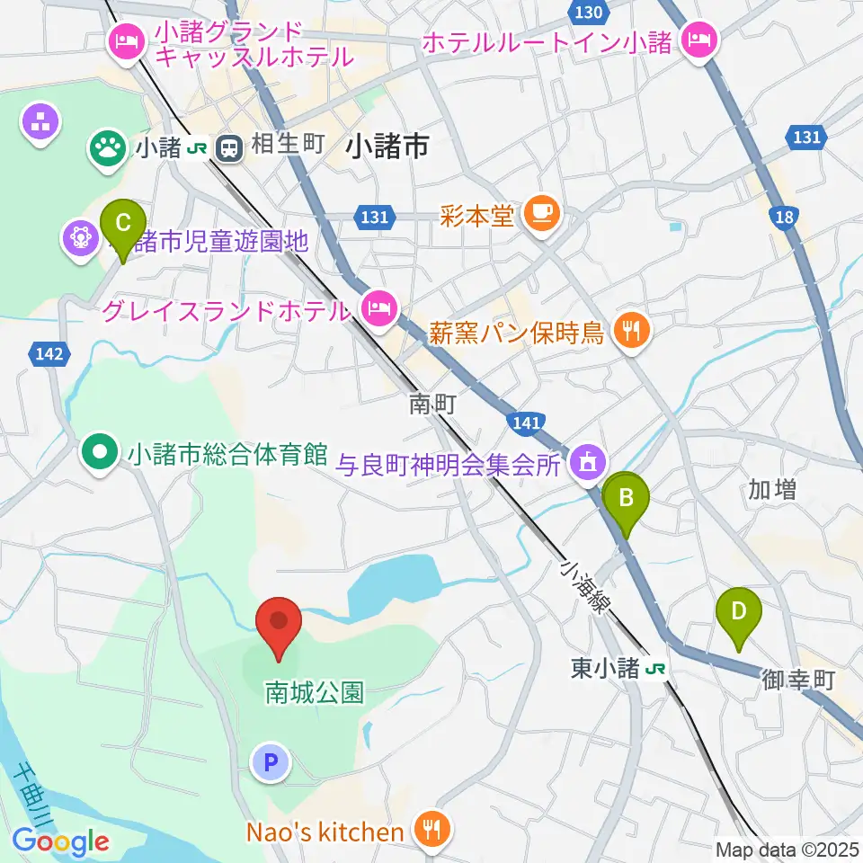 大栄小諸球場周辺のカフェ一覧地図
