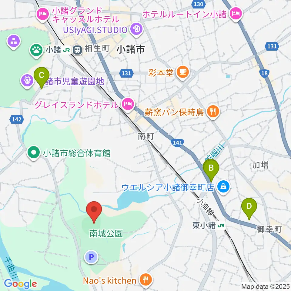 大栄小諸球場周辺のカフェ一覧地図