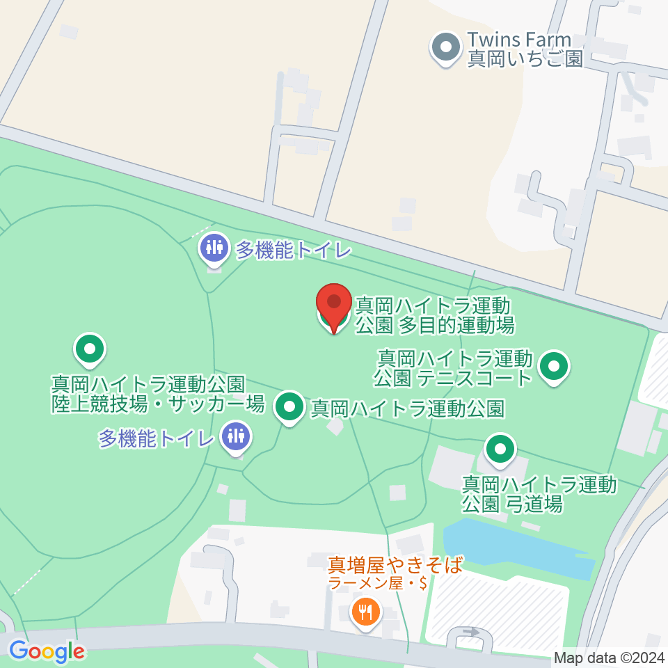 真岡ハイトラ運動公園多目的運動場周辺のカフェ一覧地図